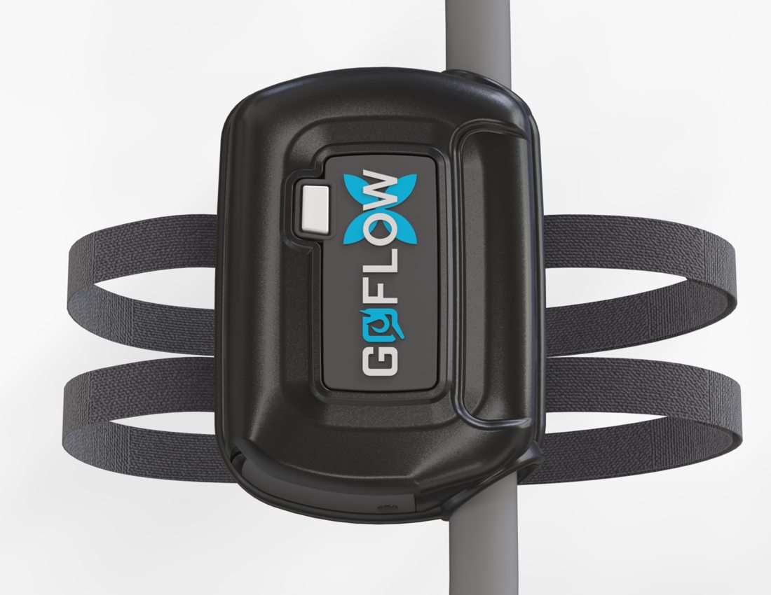 GoFlowX strapped to a pole mount